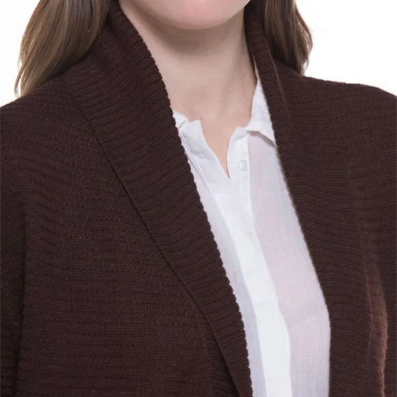 NWT Bonalla Ilian 100% Cashllama Open Ribbed Cardigan in "Dark Brown" Size Small - Picture 3 of 12